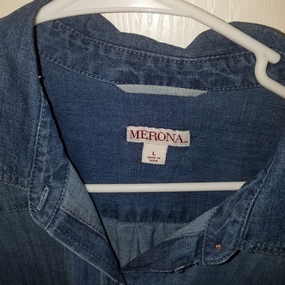 Denim Style Long Shirt Dress - Picture 3 of 3